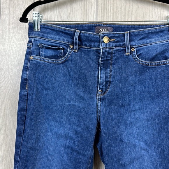 NYDJ Marilyn Straight Jeans Size 10 Petite Dark Wash Denim Mid Rise Stretch - Picture 4 of 6